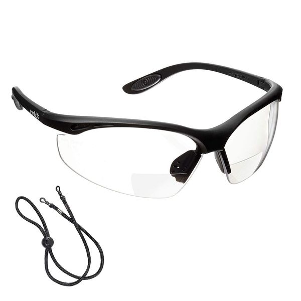 voltX 'Constructor' Reading Safety Glasses Bifocals that meet the Certification CE EN166F/Cycling Glasses (Clear Lens) Reading Safety Glasses, dioptría 2.0, transparent, 1