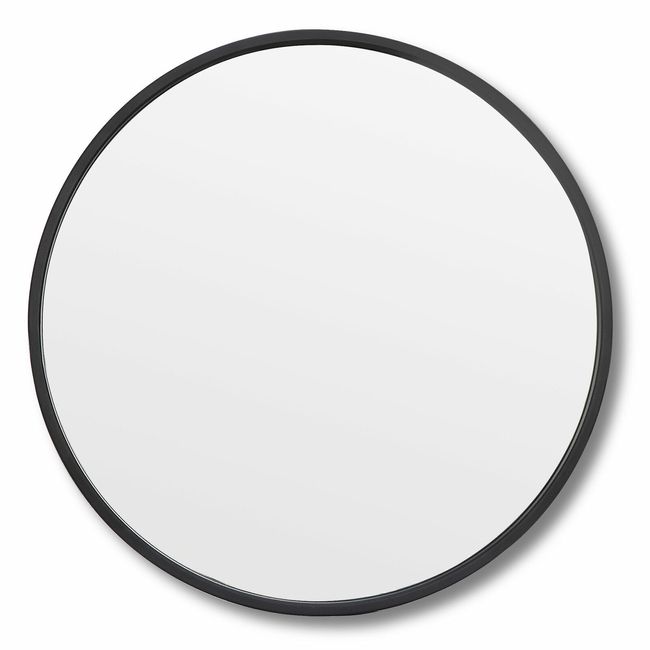 18 Inch Hub Rubber Frame Round Mirror for Entryways Bathrooms Living Rooms