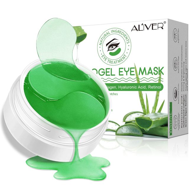 Augenpads,Augenmaske,Augenklappen,30 Paar Hydrogel Augenklappen gegen Augenringe,Taschen, Falten,Augenringe & Schwellungen-Nat¨¹rliche Collagen Augenmaske (aloe mask)