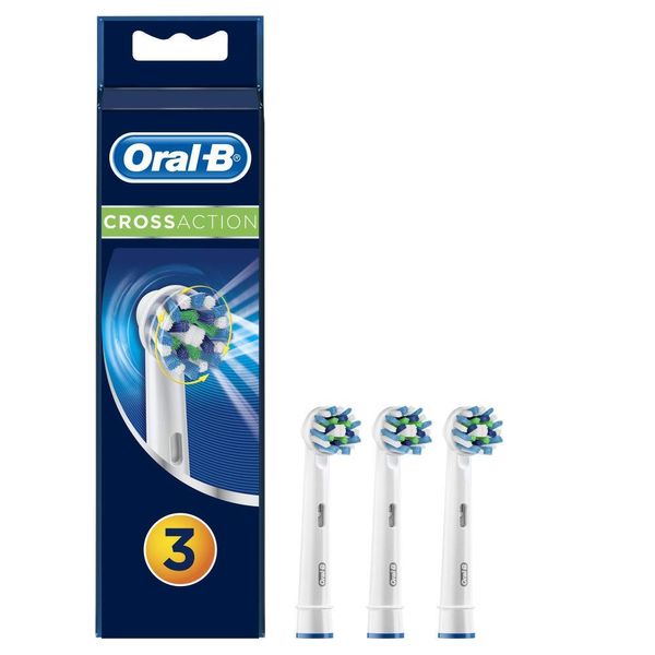 Oral B Cross Action Electric Toothbrush Replacement Brush Heads Refill, 3Count, White