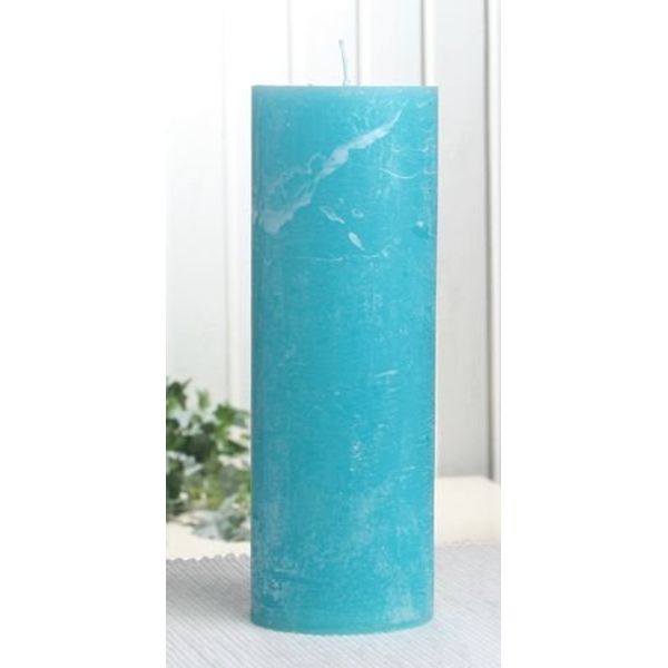 Rustik-Stumpenkerze, 20 x 7 cm Ø, Aqua-türkis
