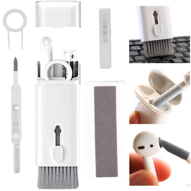 Melius Design 7 in 1 Multi-functional Cleaning Tool Earphone Cleaning Tool (Sold by Air Pods Repair Specialty Store), For Airpods 1/2/3/Pro, Includes Brush for Cleaning Keyboards, Computers, Wireless Earphones, Smartphones, Screen Cleaner