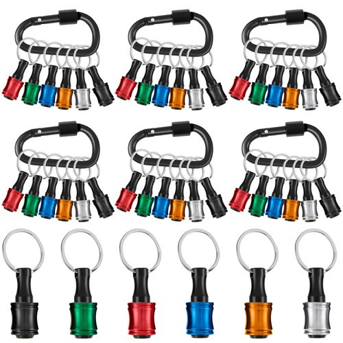 1/4 Inch Hex Shank Bit Holder Key Chain Portable Socket Quick Change Bit Holder Keychain Aluminum Alloy Long and Short Drill Bit Holder Extension Bar Screwdriver Bit Holder for Drill Bit (36Pcs)