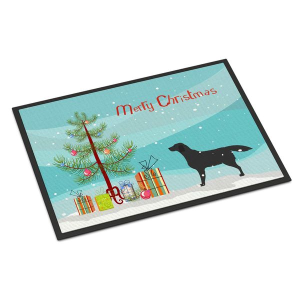 Caroline's Treasures BB2926MAT Black Labrador Retriever Merry Christmas Tree Doormat 18x27 Front Door Mat Indoor Outdoor Rugs for Entryway, Non Slip Washable Low Pile, 18H X 27W