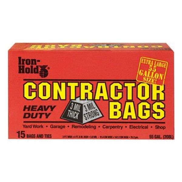 Iron Hold Contractor Trash Bag 55 Gal. 3mil 15 / Box