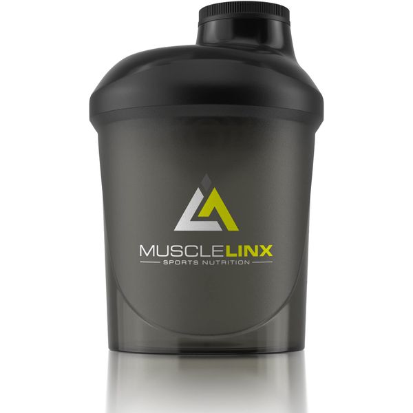 Protein shaker screw top 100% LEAK PROOF drinks bottle 400ml by Musclelinx (Black 400ml)