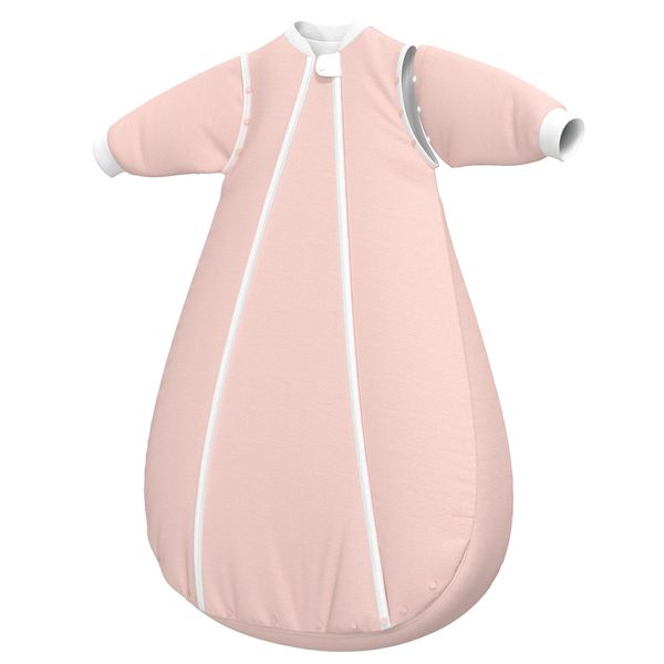 LITTLE SPUD Thermostatic Sleep Sack 0-6 Months with Detachable Sleeves, TOG 2.5 warm Wearable Blanket for Winter, 100% Cotton Baby Sleeping Bags with 2-Way Zipper, Small Size, Pink