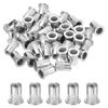 sourcing map 100Pcs Rivet Nuts Flat Head, 1/4"-20 Stainless Steel 304 Thread Insert Nuts Knurled Body