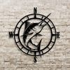Marlin Themed Compass Rose Metal Art