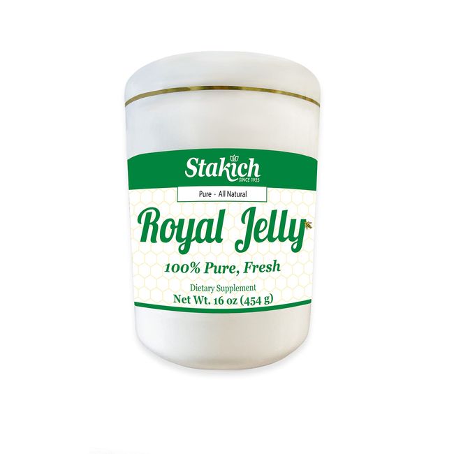 Stakich Fresh Royal Jelly - Pure, All Natural - No Additives or Preservatives Added - 16 Ounce (1 Pound)