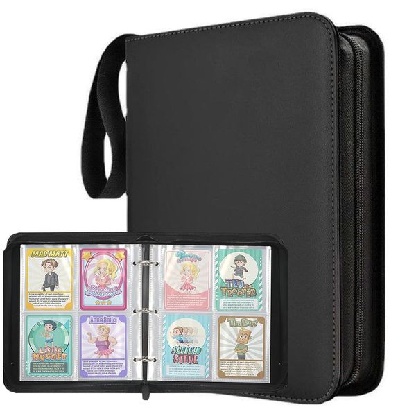 YoKiStar Card File, 4 Pockets, Trading Card File, Large Capacity, Holds 400 Cards, Waterproof PU Material, Card Binder, Transparent Sheet, Double-Sided, 50 Pages, Collecting Various Cards, Star Card