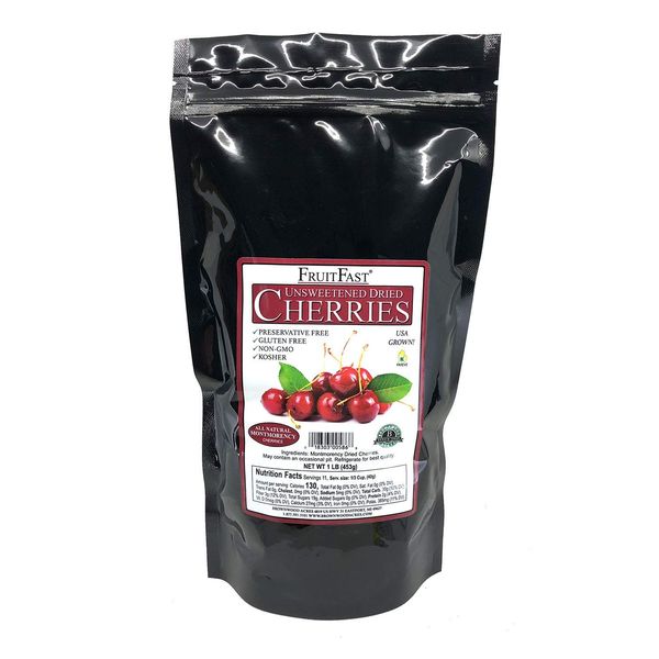 FruitFast Unsweetened Dried Cherries by | Non-GMO, Gluten Free, Kosher Certified All Natural Healthy Snack Alternative - No Added Sugars (1 Pound)