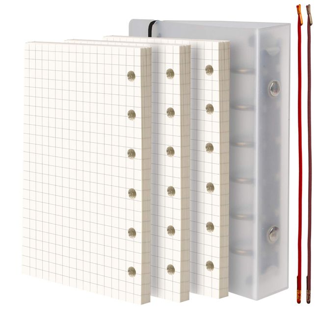 Leobro Notepad, Personal Notebook, Mini 6 Holes, Pocket Size, 3 Refills, 135 Sheets, Cream, Squared, 6 Holes, a7, Notebook, Binder