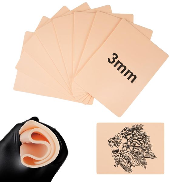 3MM Fake Skin Tattoo - FTOYIN 8pc Tattoo Practice Skins 5.9×7.9" 3mm tattoo practice skin for Tattoo Thick Fake Tattoo Skin Piel Sintética Para Tatuar for Tattoo Supplies