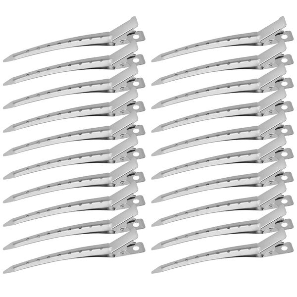 Pin Curl Clips 24 pcs, Silver Metal Hair Clips for Styling, Hair Sectioning Clips, Hairdressing Clips for Curls for Hair Extensions DIY Hair Accessories (3.50 Inch)