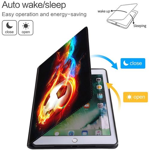 Som Lam Case for iPad 10.2 8th Gen 2020 / 7th Gen 2019 / iPad Air 10.5 inch 2019 / iPad Pro 10.5, Durable Shockproof Protective Cover for iPad 8th / 7th with Coasters Set Flame Soccer