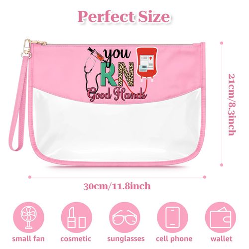 Sfodiary Registered Nurse Gifts RN Makeup Bag for Women Nursing Graduation Inspirational Nurse Week Day Gifts for Future RN Clear Cosmetic Bag Christmas Birthday for Her Zipper Travel Pouch