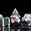 Maywin Polyhedral Metal Dice Set,7pcs Set Glitter Stripe DND Dice with Gift Box for RPG