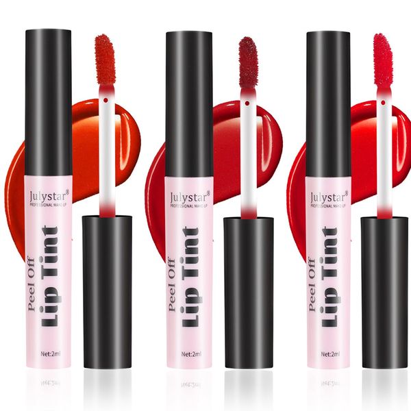 Peel Off Liquid Lipstick Set, Easy Peel & Reveal Lip Stain, Waterproof Long Lasting Peel Off Mask Lip Gloss, Lips Tattoo Makeup Beauty (Color, Set A)