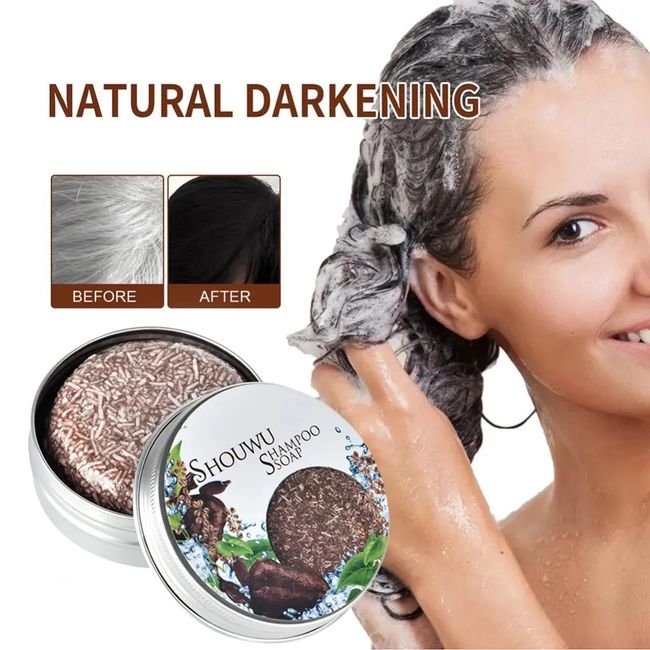 SOAP COVER Grey Bar Shampoo 100% Natural Polygonum Essence Hair Darkening Soap