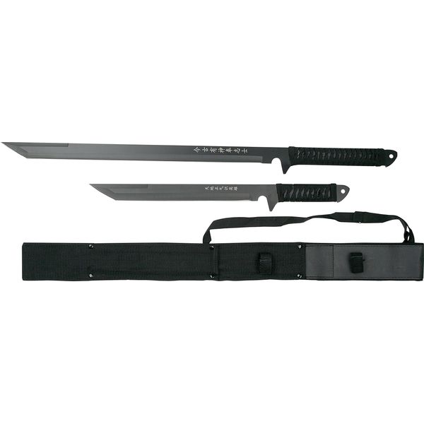 BladesUSA HK-1067 Twin Ninja Swords, Black, 18-Inch and 26-Inch Lengths