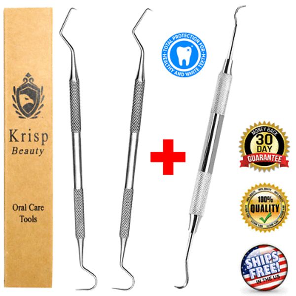 Dental Teeth Cleaning Dentist Scraper Pick Tool Calculus Plaque Floss Remover 3X