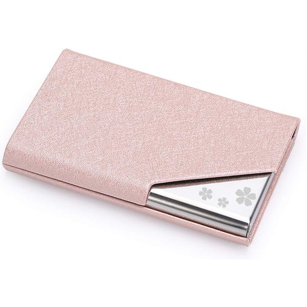 Xsimant Men's Business Card Holder, No Breaking, Business Card Case, Pattern, Magnetic, 1 Second Opening and Closing, Cherry blossom pattern in cherry blossom color