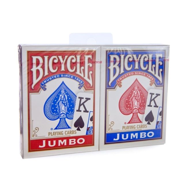 Bicycle Jumbo Index Rider Back Playing Cards, Red and Blue, 2 Count