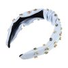 VOCOSTE Light Blue Headband Full of Diamonds Knot Women Fashion Pleated Headband Versatile Outer Hair Accessories 1pc