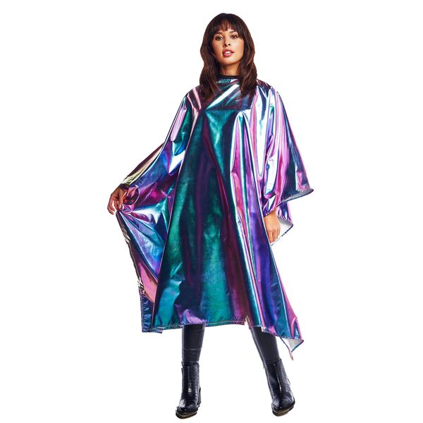 Betty Dain The Aurora Collection All Purpose Cape, 54" W x 65" L, Water & Chemical Proof, Machine Washable, Adjustable Snap Closure, Matches Other The Aurora Collection Products, Holographic Design