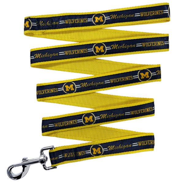 Pets First Collegiate Pet Accessories, Dog Leash, Michigan Wolverines, Medium