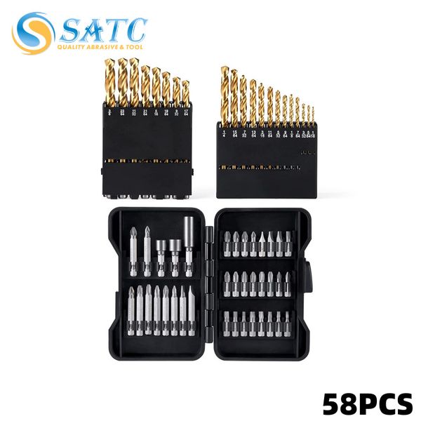 58x Quick Change HSS Screwdriver Bit&Titanium Metal Drill Bit Set for Power Tool