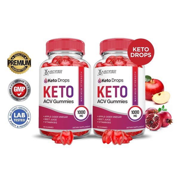 Keto Drops Keto ACV Gummies 1000MG Apple Cider Vinegar 120 Gummys