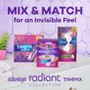 Tampax Radiant Tampons Multipack With Leakguard Braid, Regular/Super Absorbency, With Leakguard Braid, Unscented, 28 Count