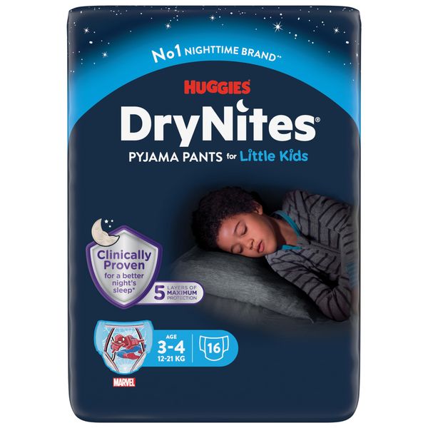 HUGGIES DryNites Boy's 3-4 yrs (16 Pants)
