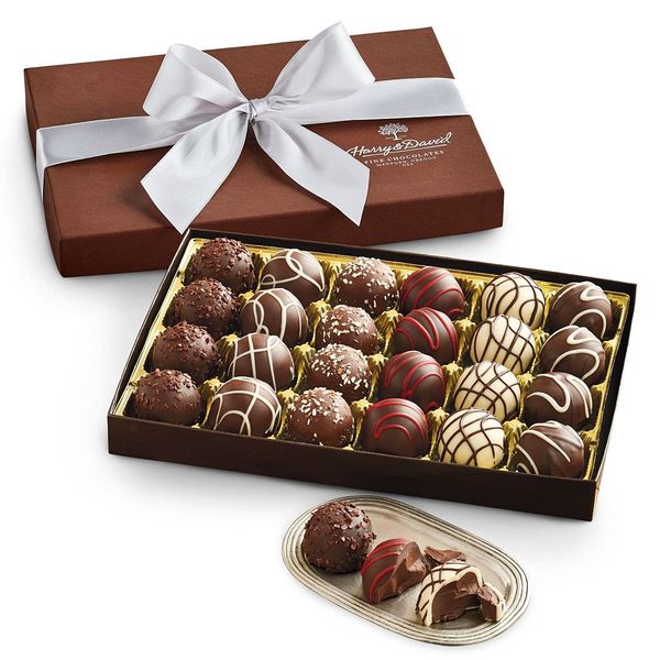 Harry & David Signature Chocolate Truffles Gift Box, 24 Assorted Truffles, 1 Pound Box