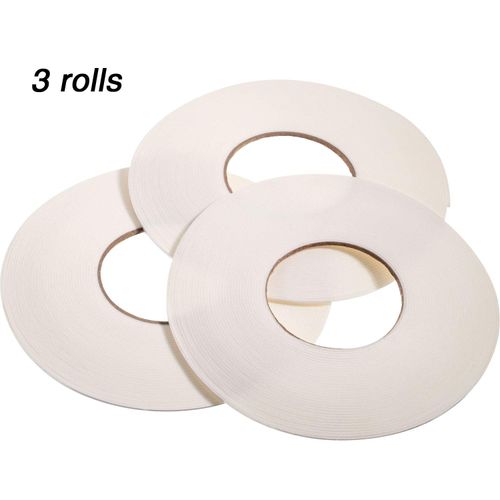 3 Rolls Double Sided Foam Tape PE Roll Foam Tape Double Faced Sponge Adhesive Mounting Tape (White, 1/8 Inch by 50 Feet)