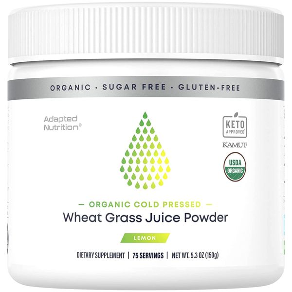 Organic Wheatgrass Juice Powder with Kamut | 75 Servings | Chlorophyll & Trace Minerals | No Maltodextrin & Sugar | Delicious Lemon Flavor