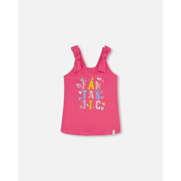 Organic Cotton Tank Top With Print Candy Pink - 2