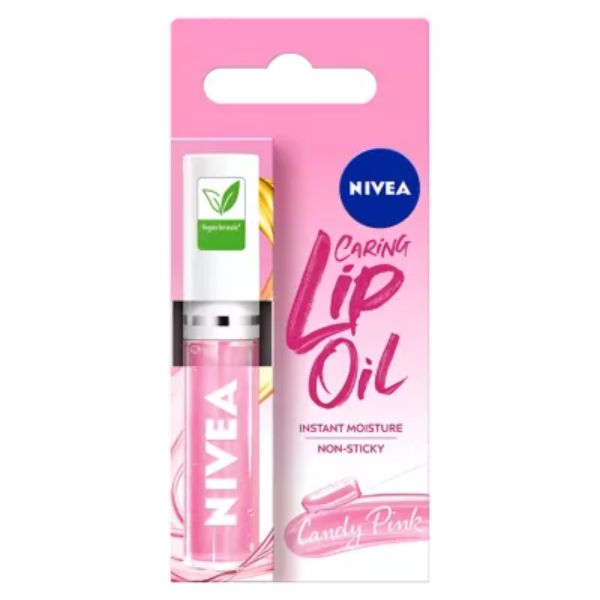 NIVEA Candy Pink Caring Lip Oil for Instant Moisture, 5.5ml