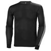 Helly Hansen Men's Lifa Stripe Crew Lightweight Breathable Moisture Wicking Thermal Baselayer, 998 Black, Large