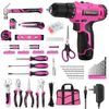 ValueMax 233PC Home Tool Kit Pink Tool Set Cordless Drill Tool w/Basic Drill Set