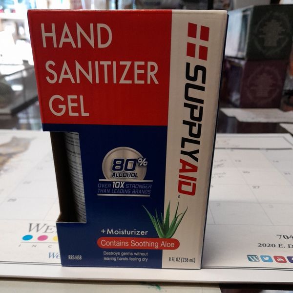 SUPPLYAID 80% Alcohol Hand Sanitizer Gel with Aloe 8-Oz New