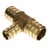 SharkBite UC412LFA 3/4" x 3/4" x 1/2" PEX Hose Barb Reducing Tee Fitting, Brass