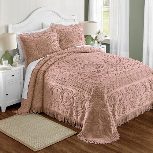 Montgomery Ward Bed Pillow Shams - 100% Cotton, Soft & Cozy Floral Design with Fringe, Tufted Decorative Pillow Cover, Pack of 1 Standard Size, Bedding (Blush, Standard 26" x 20")