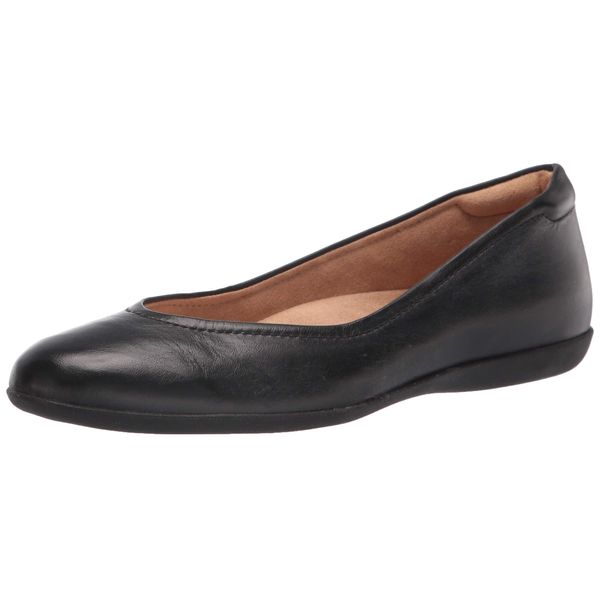 Naturalizer Womens Vivienne Comfortable Slip On Ballet Flats,Black Leather,9M