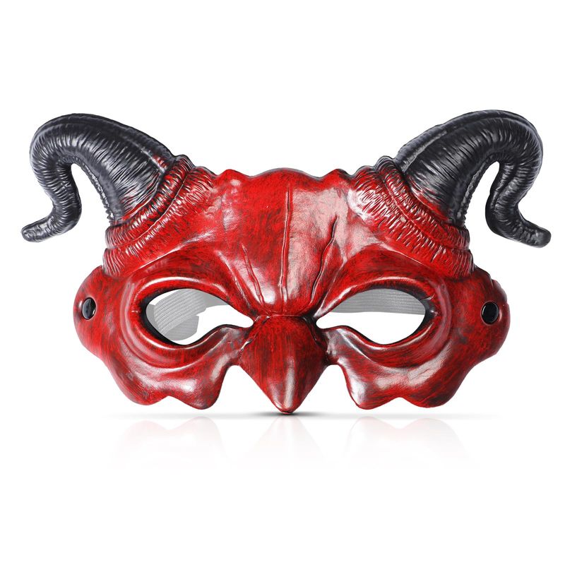 WINUSD Halloween Devil Mask Red Half Face Scary Devil Horn Ghost Mask ...