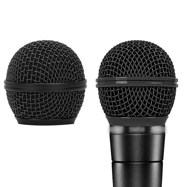 Geekria for Creators Microphone Replacement Grille Compatible with Shure SM58, SM58-LC, SM58S, BETA 58A, SV100 Mic Head Cover, Microphone Ball Head Mesh Grill, Capsule Parts (Black / 2 Pack)