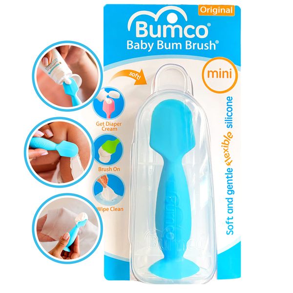 Bumco Diaper Cream Spatula (Mini) - BPA-free Butt Paste Diaper Cream Applicator, Soft & Flexible Diaper Rash Cream Applicator, Butt Spatula Baby, Mom-Invented Diaper Bag Essentials (Blue)