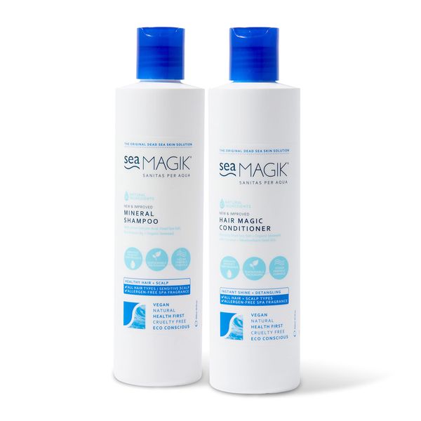 Sea Magik - Natural Shampoo and Conditioner Set - Infused with Dead Sea Salt and Salicylic Acid, Allergen-Free Spa Fragrance, Great for Dry or Sensitive Scalps, Vegan, Cruelty Free (2 x 300ml)…